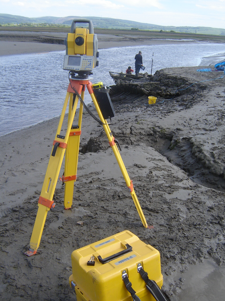 Exposed timbers were labeled with metal identification tags and recorded using a total station